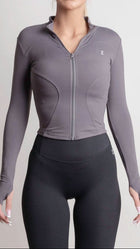 NOIR Zip Jacket Grey Women | Z01, lightweight performance jacket with a fitted silhouette for training and everyday wear.